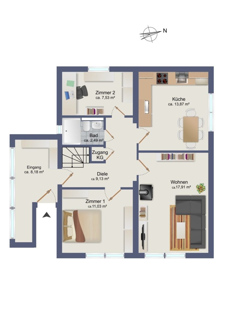Immobilienangebot - Hamburg / Rahlstedt - Alle - Frei verfügbar ! Gepflegtes Einfamilienhaus mit Vollkeller und Nebengebäude & Garage für 2 Fahrzeuge