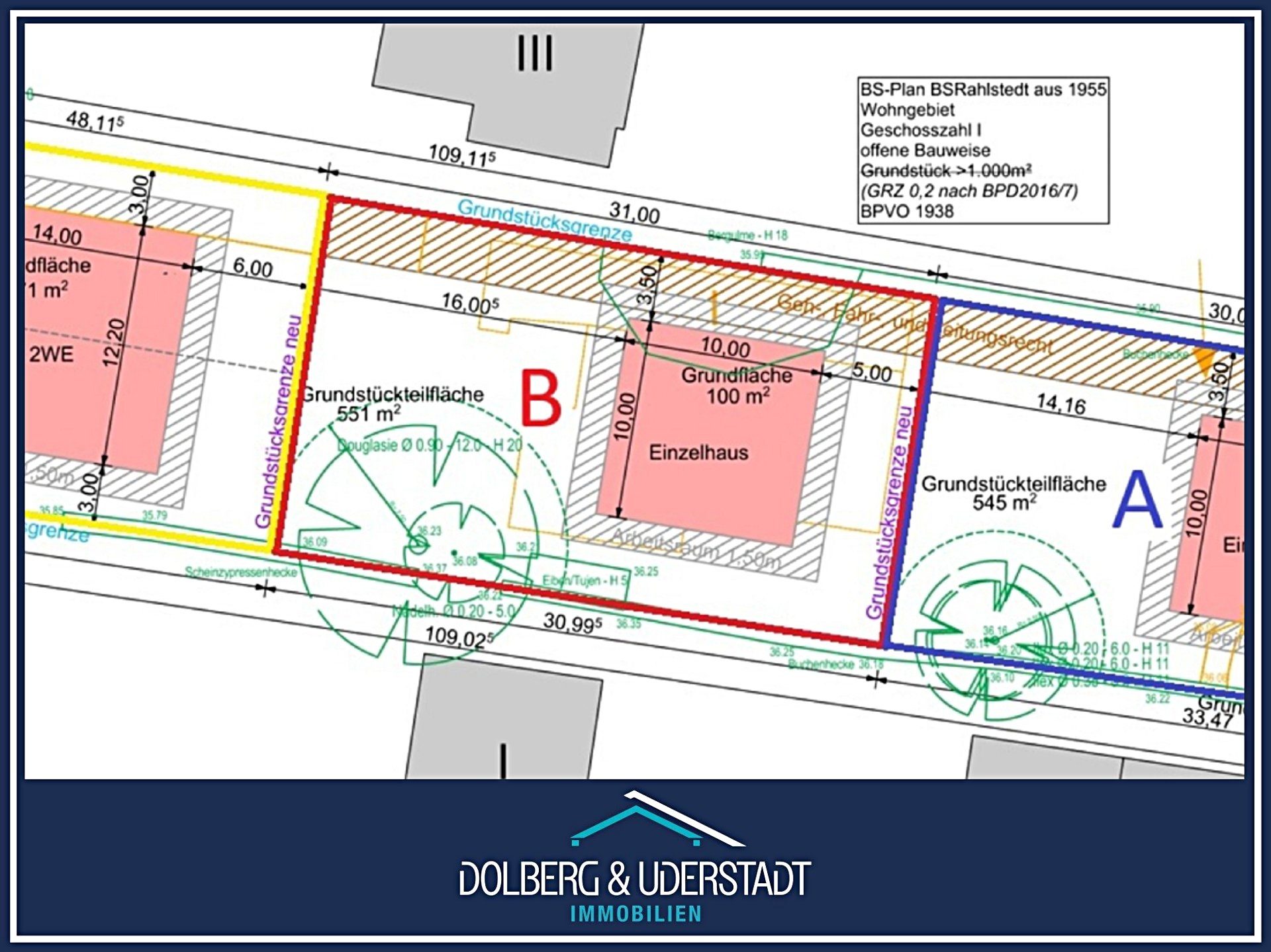 Immobilienangebot - Hamburg / Rahlstedt - Alle - Baugrundstück ohne Baubindung für ein Einzelhaus in zweiter Reihe in ruhiger Wohnlage von Rahlstedt