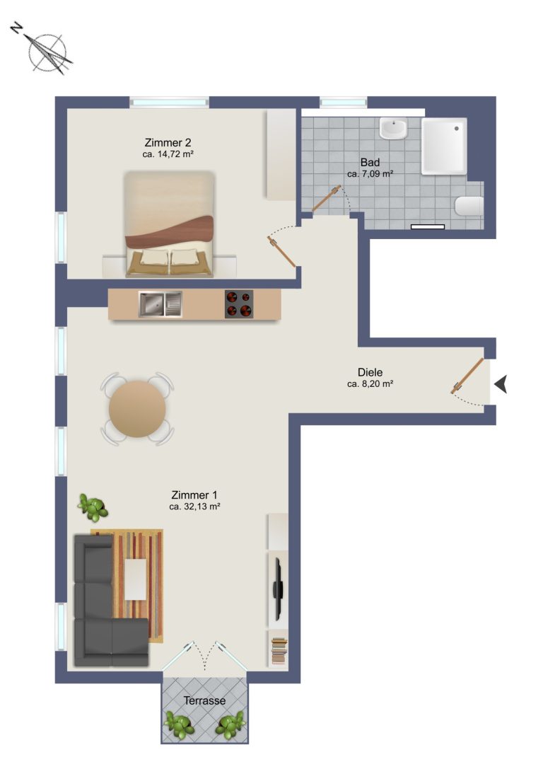 Immobilienangebot - Hamburg / Rahlstedt - Alle - Attraktive Neubauwohnung in sehr zentraler und ruhiger Lage von Rahlstedt – Erstbezug