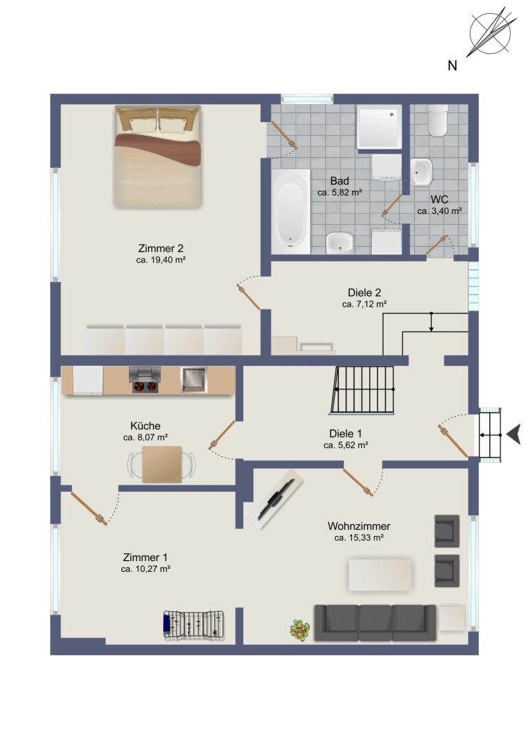 Immobilienangebot - Hamburg / Rahlstedt - Alle - Sanierungsbedürftige Doppelhaushälfte mit großzügigem Grundstück und Doppelgarage in HH-Rahlstedt