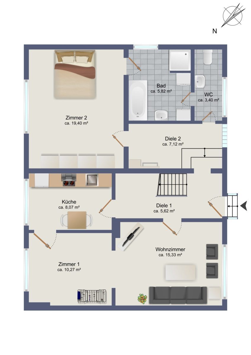 Immobilienangebot - Hamburg / Rahlstedt - Alle - Sanierungsbedürftige Doppelhaushälfte mit großzügigem Grundstück und Doppelgarage in HH-Rahlstedt
