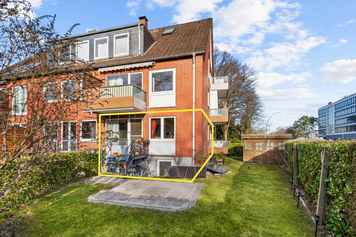 Immobilienangebot - Hamburg / Wandsbek - Alle - Wohnen im Hochparterre – 3 Zimmer, Garten & PKW-Stellplatz inklusive