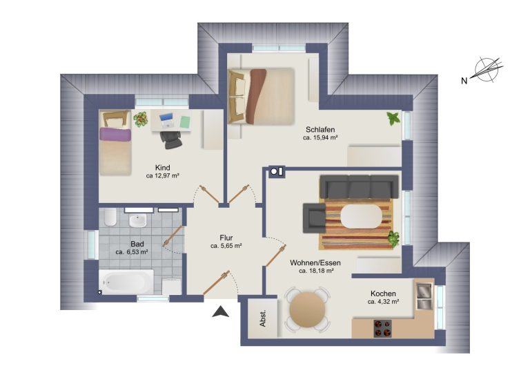 Immobilienangebot - Hamburg / Duvenstedt - Alle - Neuwertige 3-Zimmer-Wohnung mit Stellplatz in HH-Duvenstedt