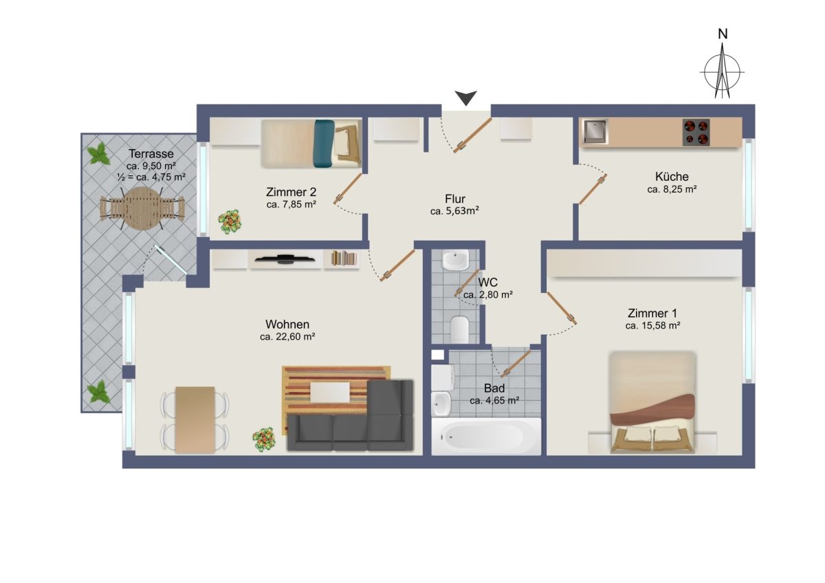 Immobilienangebot - Ahrensburg - Alle - Attraktive Kapitalanlage oder Ihr neues Zuhause – 2,5-Zimmer-Wohnung in ruhiger grüner Wohnlage