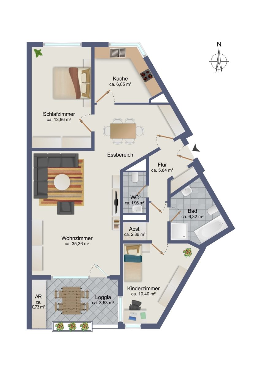 Immobilienangebot - Hamburg / Bergedorf - Alle - Großzügige 3-Zimmer-Wohnung mit Südbalkon, Tiefgarage & Aufzug in grüner Wohnlage