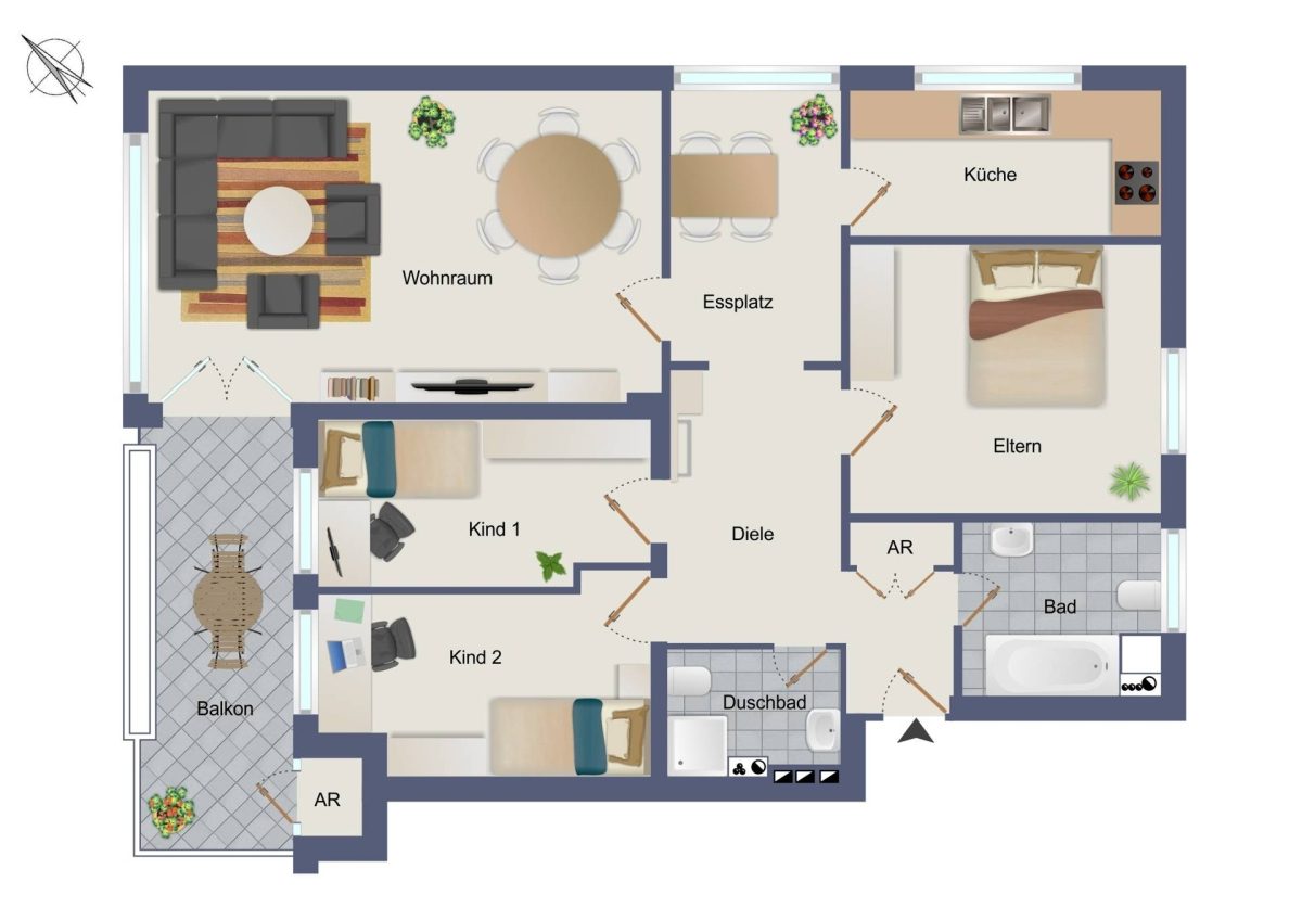 Immobilienangebot - Hamburg / Rahlstedt - Alle - Helle 4-Zimmer-Wohnung mit Parkblick, Aufzug und Tiefgaragenstellplatz in Alt-Rahlstedt
