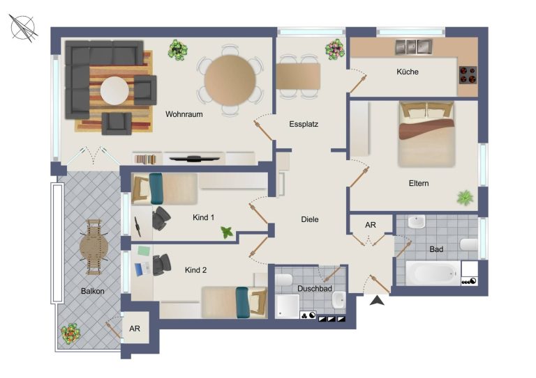 Immobilienangebot - Hamburg / Rahlstedt - Alle - Helle 4-Zimmer-Wohnung mit Parkblick, Aufzug und Tiefgaragenstellplatz in Alt-Rahlstedt