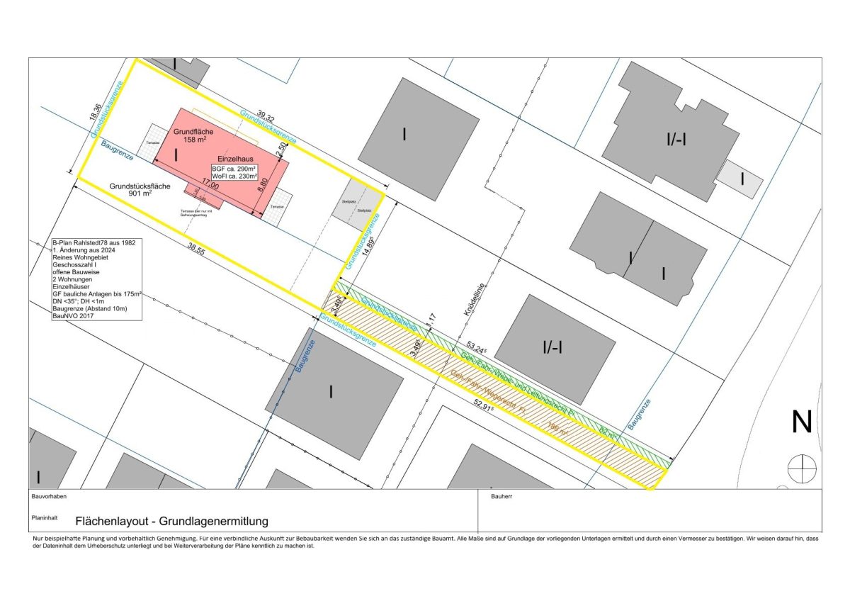 Immobilienangebot - Hamburg / Meiendorf - Alle - TOP-Lage: Rückwärtiges Pfeifenstielgrundstück für Neubau eines Einzel- oder Doppelhauses
