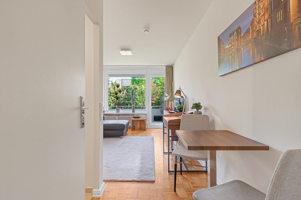 Immobilienangebot - Hamburg / Rahlstedt - Alle - TOP-1-Zimmer-Wohnung im Hochparterre, komplett möbliert und sofort bezugsfertig oder vermietbar