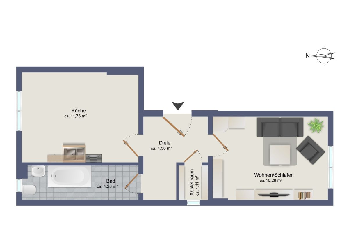 Immobilienangebot - Hamburg / Wandsbek - Alle - Vielseitige 1-Zimmer-Wohnung zur Eigennutzung oder Vermietung in zentraler Lage von Hamburg-Wandsbek