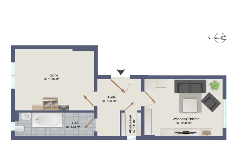 Immobilienangebot - Hamburg / Wandsbek - Alle - Vielseitige 1-Zimmer-Wohnung zur Eigennutzung oder Vermietung in zentraler Lage von Hamburg-Wandsbek