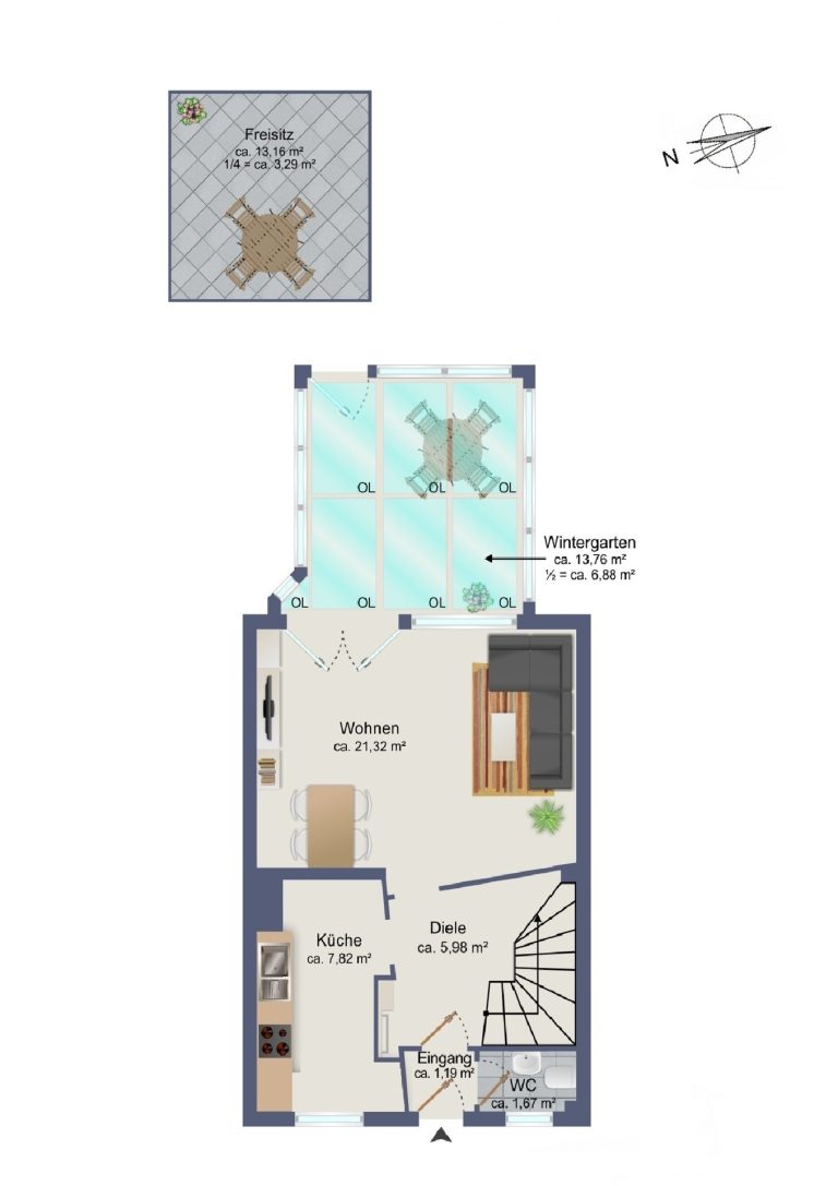 Immobilienangebot - Hamburg / Meiendorf - Alle - WARTELISTE! Reihenhaus mit grünem, liebevoll angelegtem Westgarten und viel Platz zum Wohlfühlen