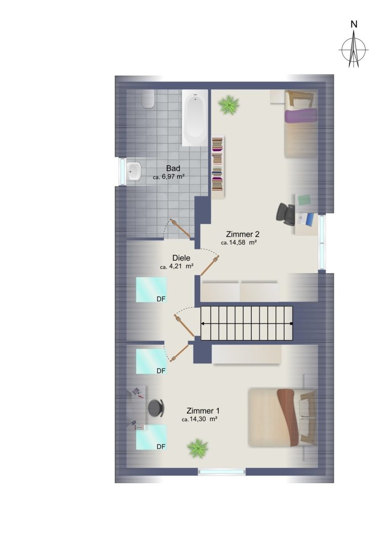 Immobilienangebot - Trittau - Alle - Doppelhaushälfte mit Carport, Energieklasse B!
Wohnfl. ca. 59 m² + ca. 39 m² wohnlich ausgebautes DG