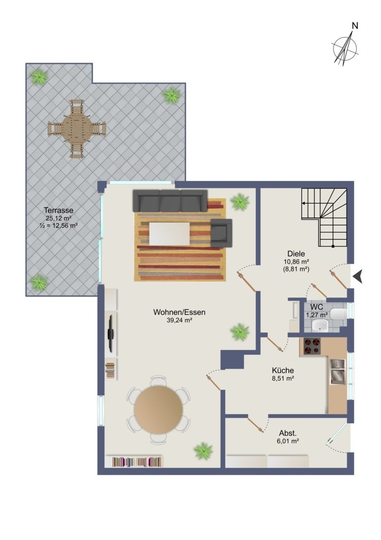 Immobilienangebot - Hamburg / Poppenbüttel - Alle - Familienfreundliches Wohnen mit sonnigem Westgarten und großzügigem Raumangebot