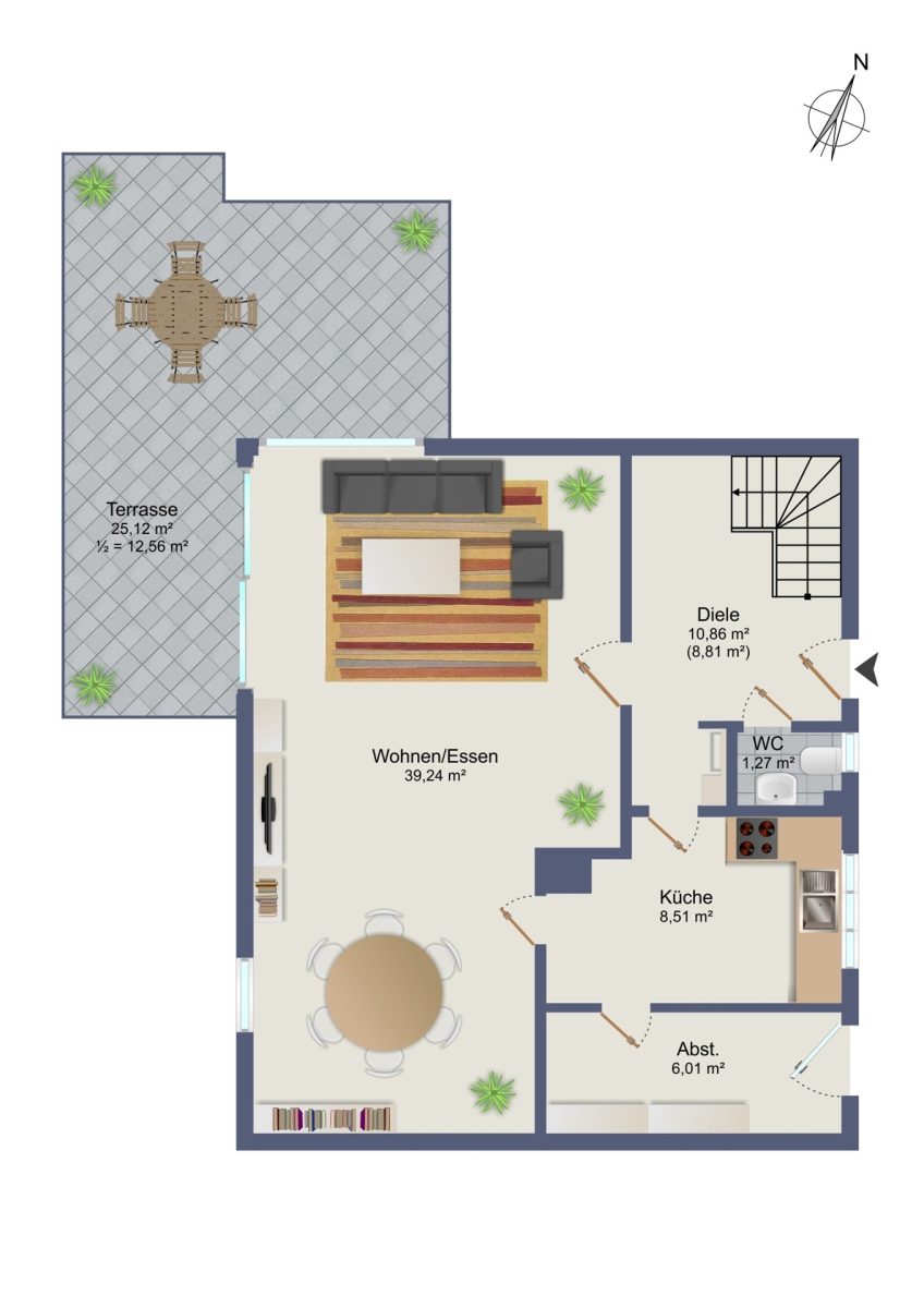 Immobilienangebot - Hamburg / Poppenbüttel - Alle - Familienfreundliches Wohnen mit sonnigem Westgarten und großzügigem Raumangebot