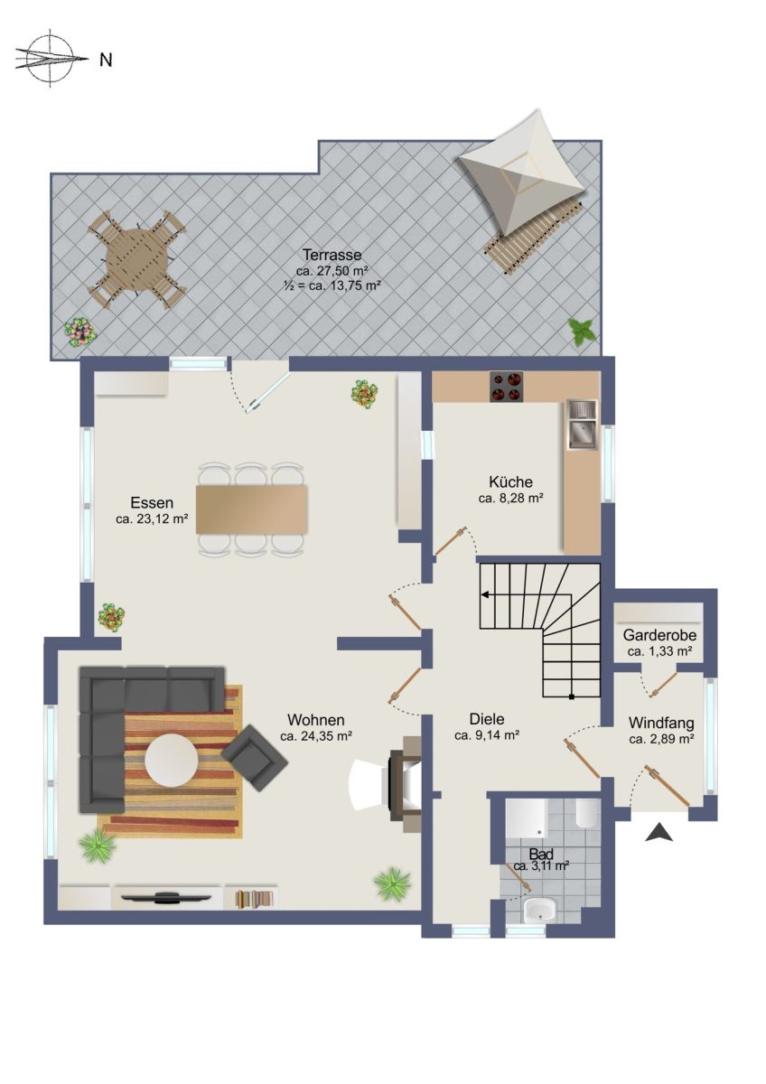 Immobilienangebot - Hamburg / Rahlstedt - Alle - Traumhaftes Einfamilienhaus mit Carport und herrlichem Grundstück in begehrter, rückwärtiger Lage