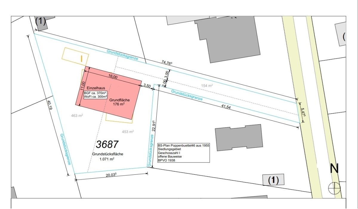 Immobilienangebot - Hamburg/ Poppenbüttel - Alle - Baugrundstück mit Altbestand - Nur ein Abschlag vom Golfplatz entfernt - HH-Poppenbüttel