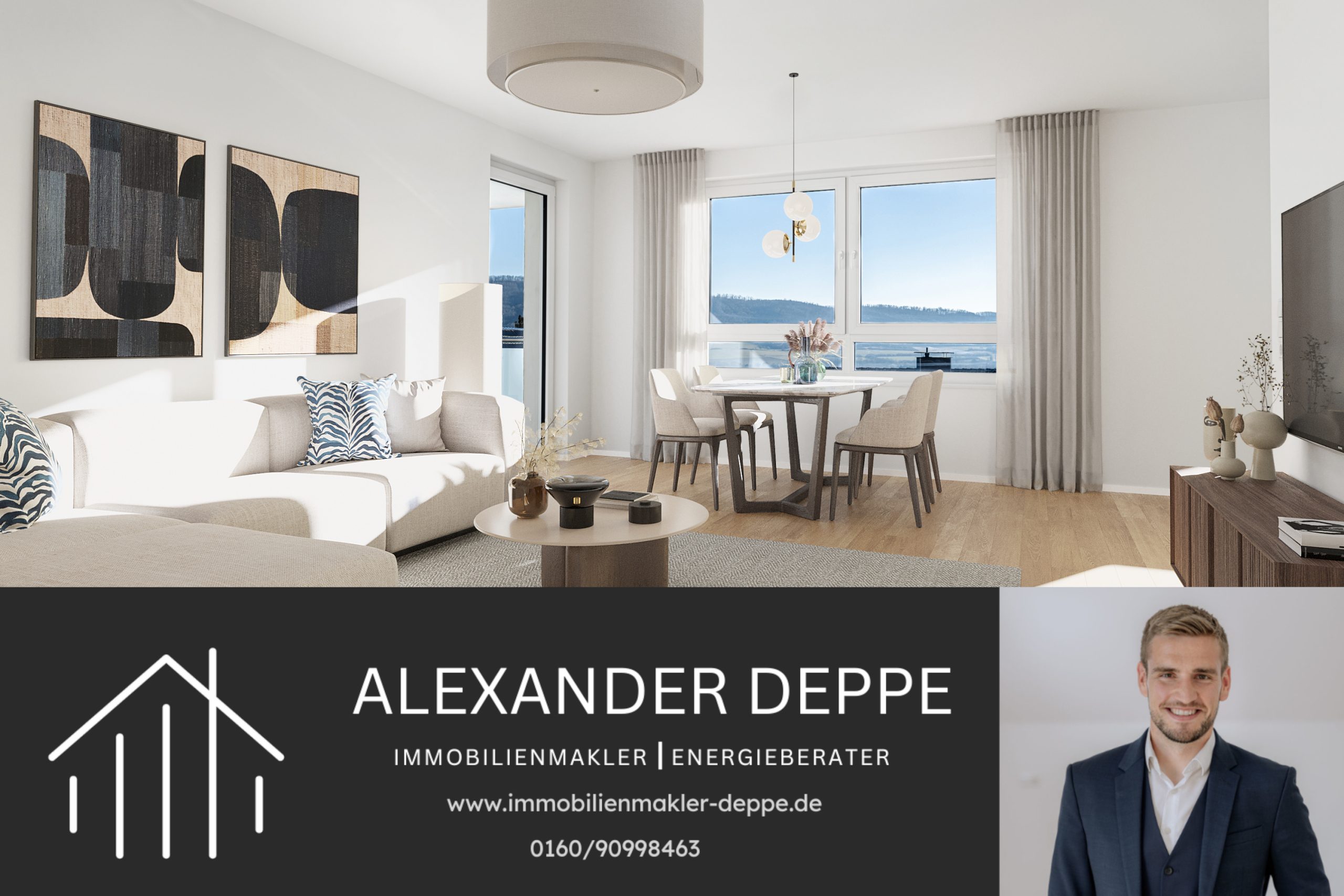 Immobilienangebot - Bad Pyrmont - Alle - ++Mit Video++ Wohnen über den Dächern der Stadt - Exklusive Neubauwohnung mit atemberaubendem Blick