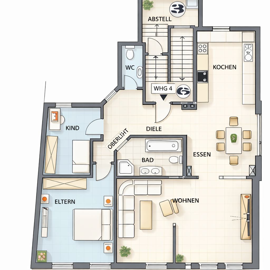 Immobilienangebot - Gera - Alle - Großzügige Dachgeschosswohnung mit Einbauküche & Garage und Gäste-WC im Zentrum Geras