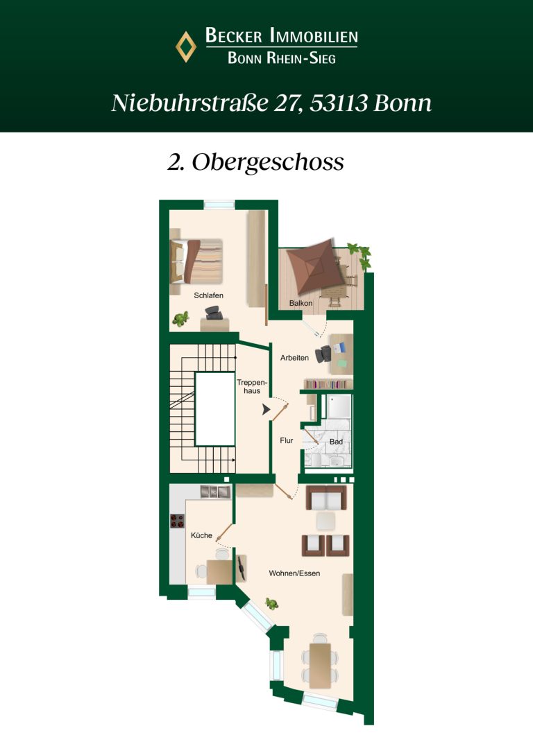 Immobilienangebot - Bonn - Alle - Charmante, großzügige 2,5-Zimmer-Altbauwohnung mit Sonnenbalkon inmitten der Bonner Südstadt