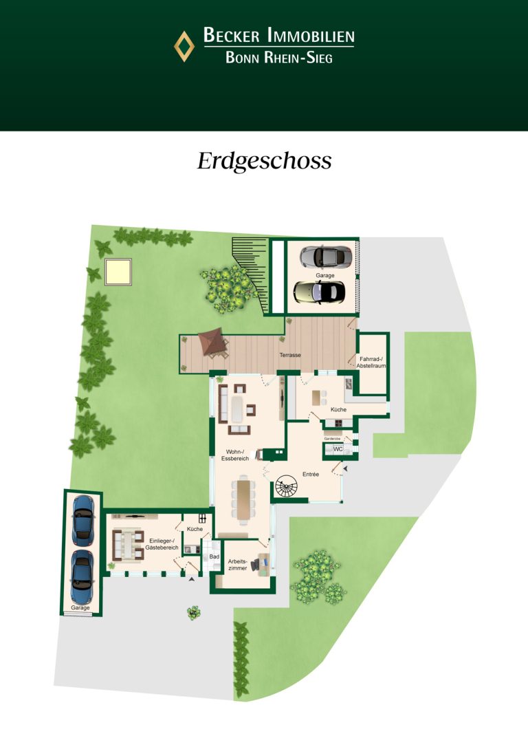 Immobilienangebot - Bonn / Rüngsdorf - Alle - Großzügige Architektenvilla mit Schwimmbad und 2 Doppelgaragen in beliebter Lage von Bonn-Rüngsdorf