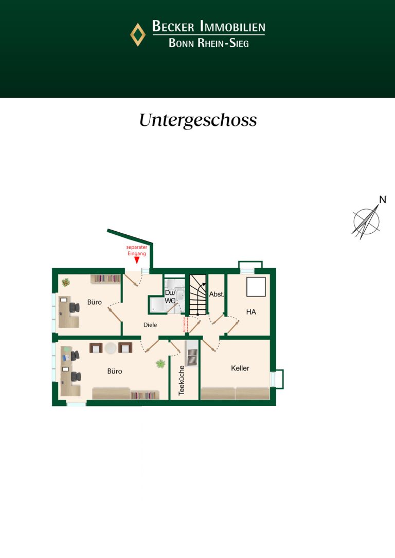 Immobilienangebot - Bad Honnef - Alle - Exklusive Villa mit Einliegerwohnung/Büro & Doppelgarage auf traumhaftem Grundstück in Rhöndorf