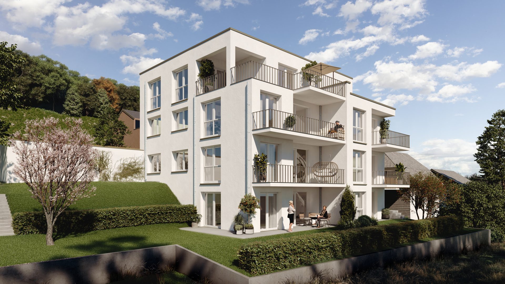 Immobilienangebot - Albstadt-Pfeffingen - Alle - Einmaliger Ausblick, großer Südbalkon, Tageslichtbad & separates Gäste-WC - KfW Effizienzhaus 55!