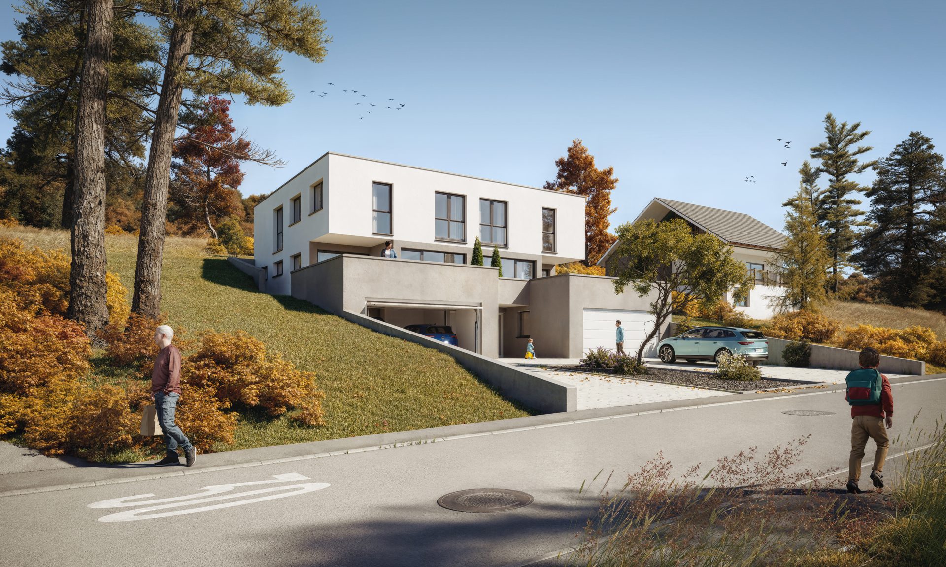 Immobilienangebot - Albstadt-Ebingen - Alle - Terrassenhaus in Bestlage mit Fernblick, großer Südterrasse, Doppelgarage & 2 Bädern - KfW 55!