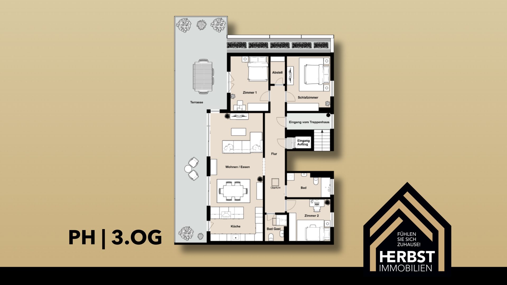 Immobilienangebot - Villingen-Schwenningen - Alle - Modernes Penthouse über den Dächern des Friedrichsparks
4-Zi., 2 Tageslichtbäder & neue Einbauküche