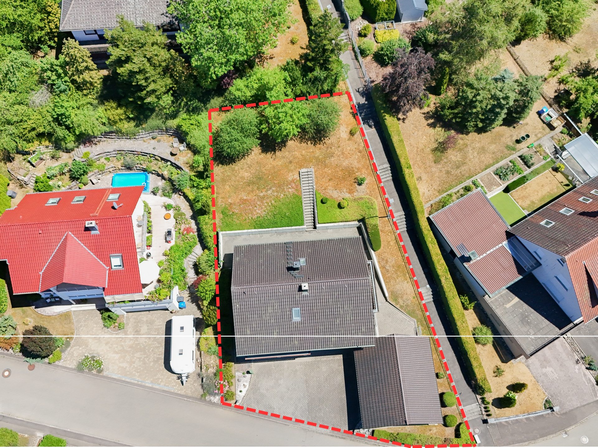 Luftaufnahme Immobilienangebot - Geislingen - Alle - Top gepflegt in bevorzugter Wohnlage: 4 Garagen, 2 Balkone, Garten, Hobbyraum, ELW mögl., bezugsfrei
