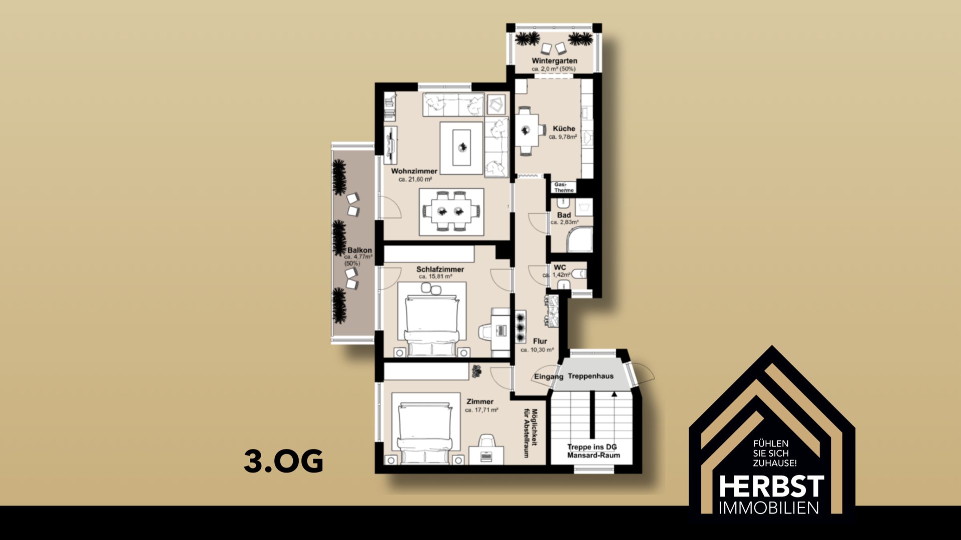 Immobilienangebot - Villingen-Schwenningen - Alle - Westbalkon, Wintergarten & ein Extra-Raum unterm Dach
3-Zimmer Wohnung mit Renovierungspotenzial