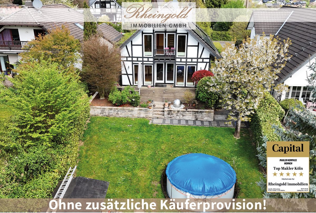 Immobilienangebot - Bergisch Gladbach - Häuser - Am Landschaftsschutzgebiet: Große Fenster & viel Licht: Platz für die Familie, mit Einliegerwohnung