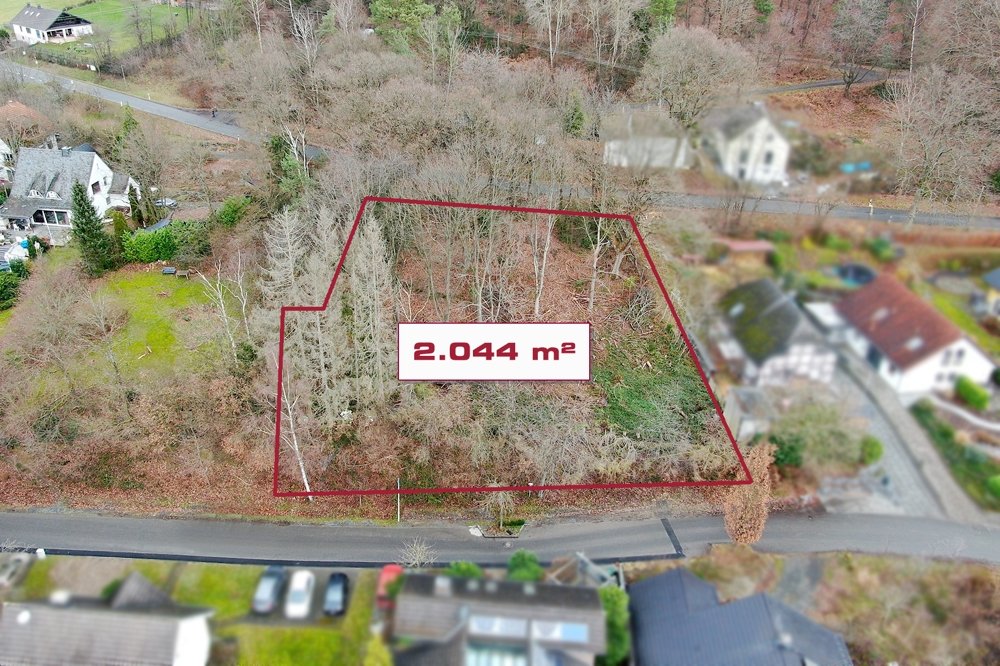 Luftaufnahme Gütelhöfer Immobilien - Immobilienangebot - Eitorf / Obenroth - Alle - Für Bauträger: 2.044m² Hanggrundstück für Einfamilien- oder Doppelhausbebauung in Eitorf-Obenroth