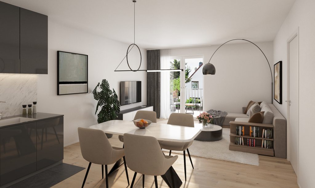 Gütelhöfer Immobilien - Immobilienangebot - Bornheim - Alle - Erstbezug - barrierefrei! Exklusive 57m² | 2-Zimmer Neubauwohnung mit Balkon und Fußbodenheizung