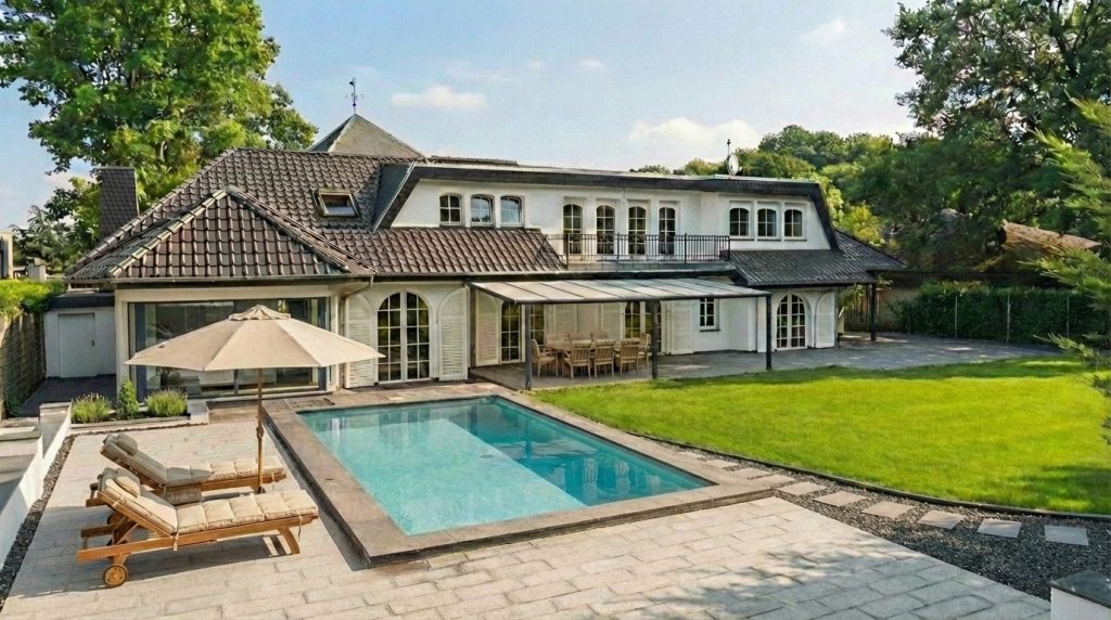 Immobilienangebot - Frechen / Königsdorf - Alle - Herrschaftliches Landhausanwesen  -  Kaminzimmer  -  Grünanlage