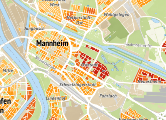 Kartenausschnitt Mannheim