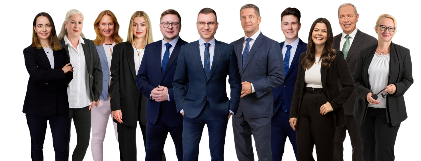 Die Mitarbeiter von Krebs Immobilien in einer Reihe.