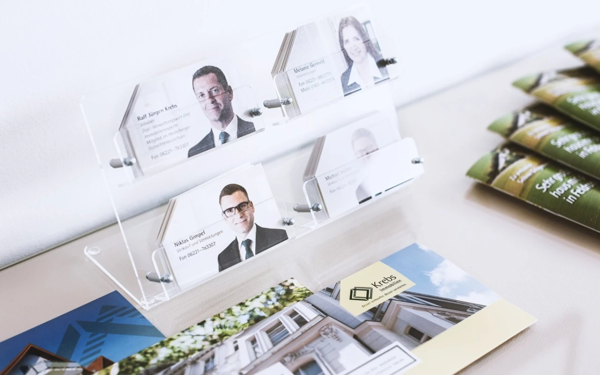 Visitenkarten von Krebs Immobilien - Ihrem Immobilienmakler in Heidelberg und Umgebung