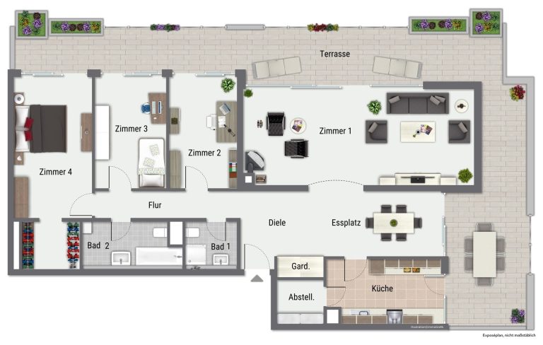 Immobilienangebot - Heidelberg - Alle - Rarität in Neuenheim: Barrierefreie 4,5-Zimmer-Penthousewohnung mit TG-Stellplatz und Fahrstuhl
