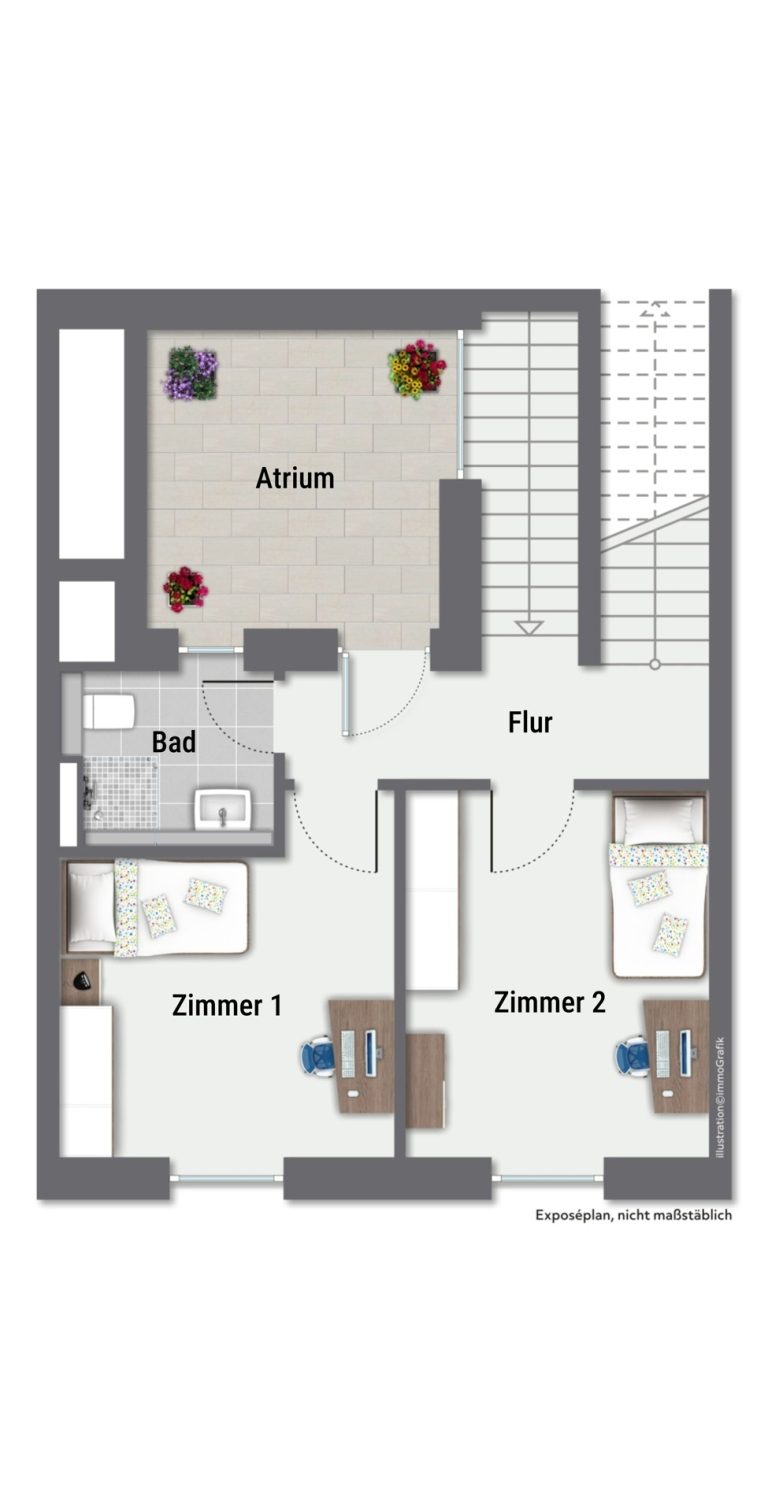 Immobilienangebot - Heidelberg - Alle - Attraktive Crossover-Wohnung mit TG-Stellplatz, Balkon, Atrium und Dachterrasse im Reihenhausstil