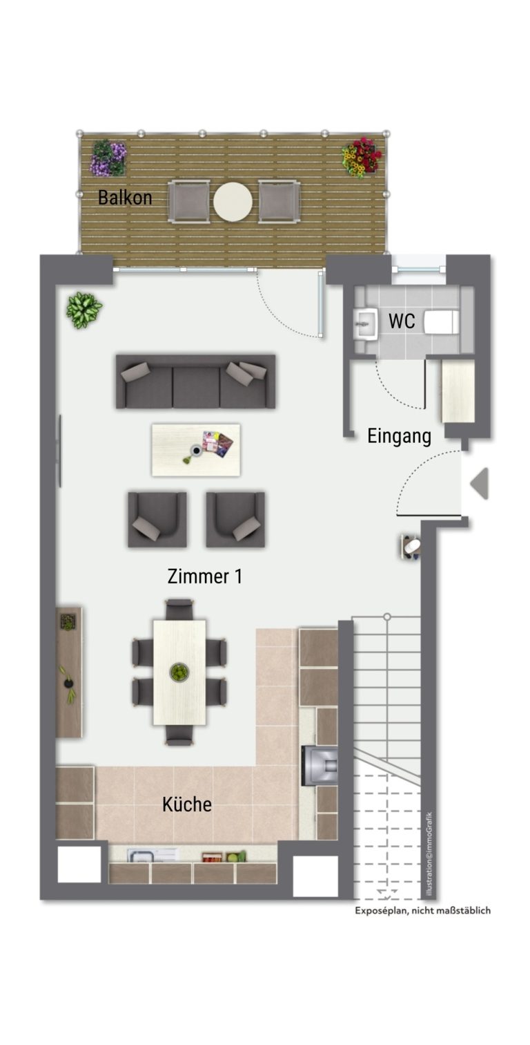 Immobilienangebot - Heidelberg - Alle - Attraktive Crossover-Wohnung mit TG-Stellplatz, Balkon, Atrium und Dachterrasse im Reihenhausstil