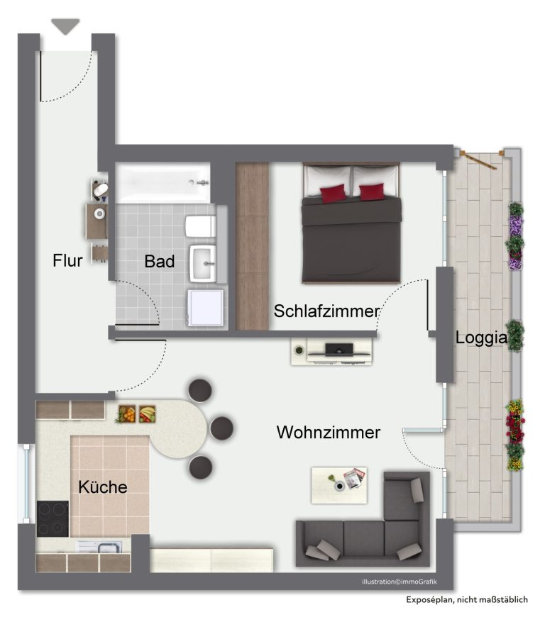 Immobilienangebot - Heidelberg - Alle - Charmante 2-Zimmerwohnung mit Loggia im Zentrum von Heidelberg