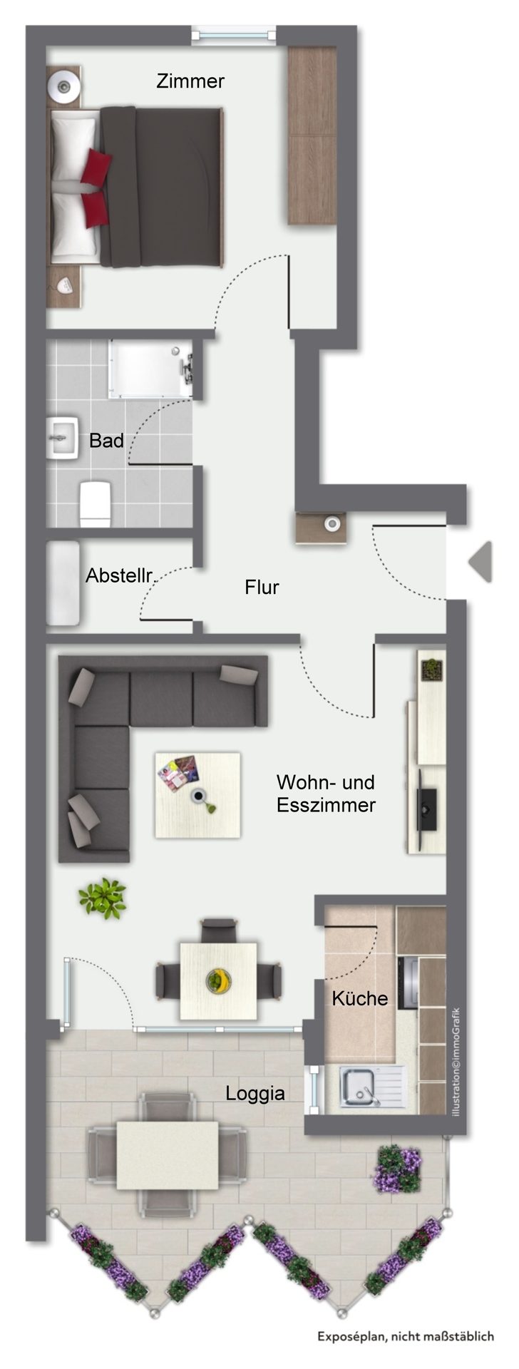 Immobilienangebot - Neckargemünd - Alle - Komfortabel wohnen auf ca. 59 m² – 
2 Zimmer mit Loggia