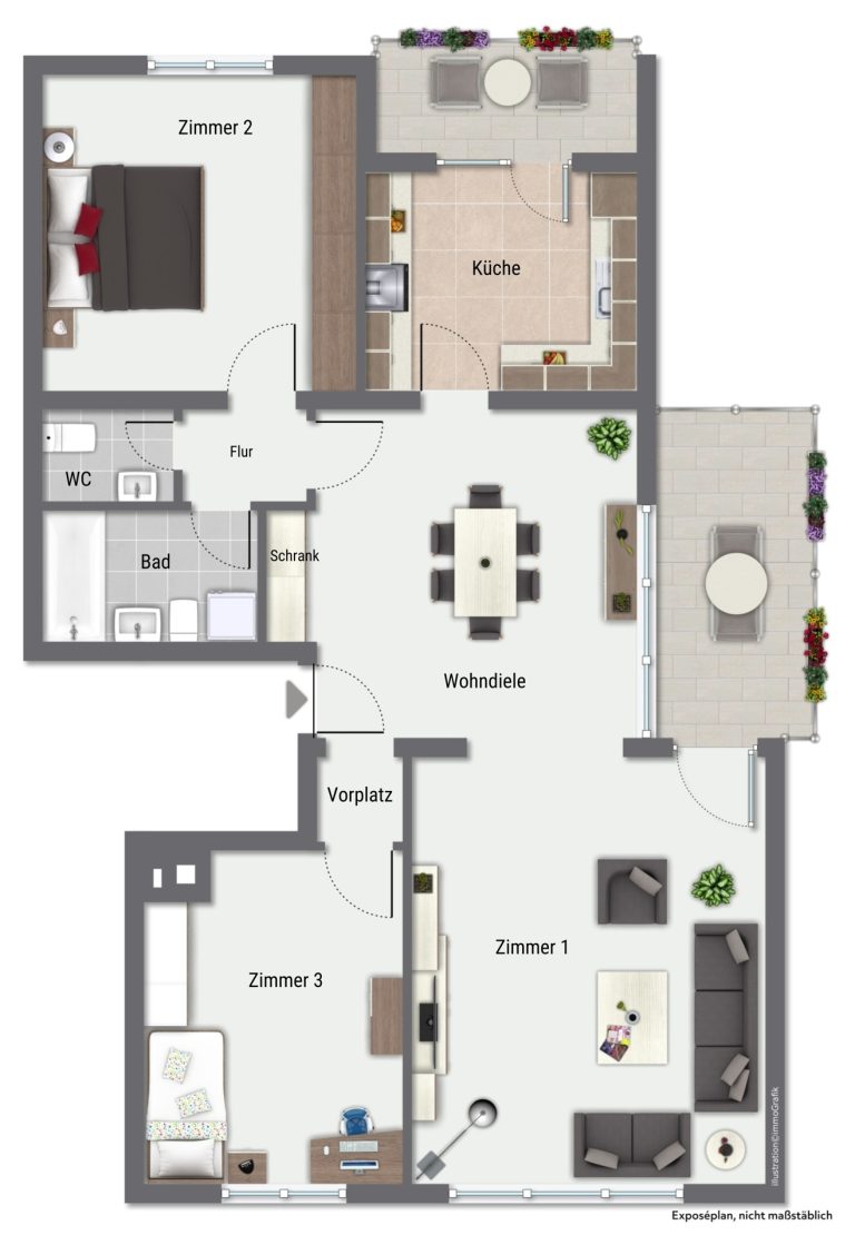 Immobilienangebot - Heidelberg / Ziegelhausen - Alle - Wohnen im Grünen: 3-Zimmer- Wohnung mit 2 Balkonen und Stellplatz in Ziegelhausen