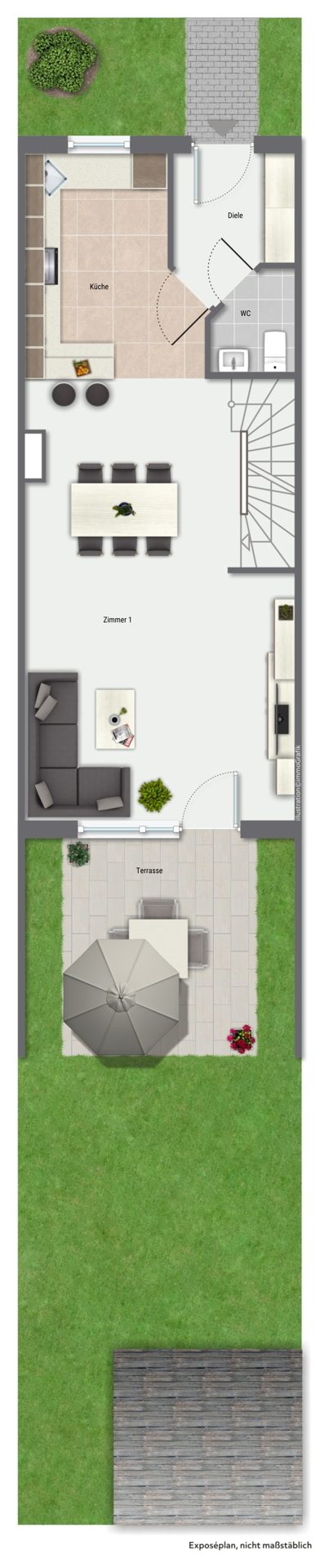 Immobilienangebot - Weinheim - Alle - Sofort einziehen in Weinheim: Renoviertes Reihenhaus mit 5 Zimmern, Garten & zwei Stellplätzen