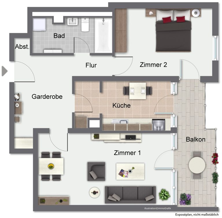 Immobilienangebot - Heidelberg - Alle - Top Lage: Renovierte 2-Zimmer-Wohnung mit Balkon
und Tiefgaragenstellplatz in HD-Handschuhsheim