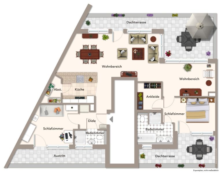 Immobilienangebot - Aachen - Alle - Wohnen über den Dächern von Aachen – 3-Zimmer-Penthouse mit ca. 127 m² und 2 Panorama-Dachterrassen!