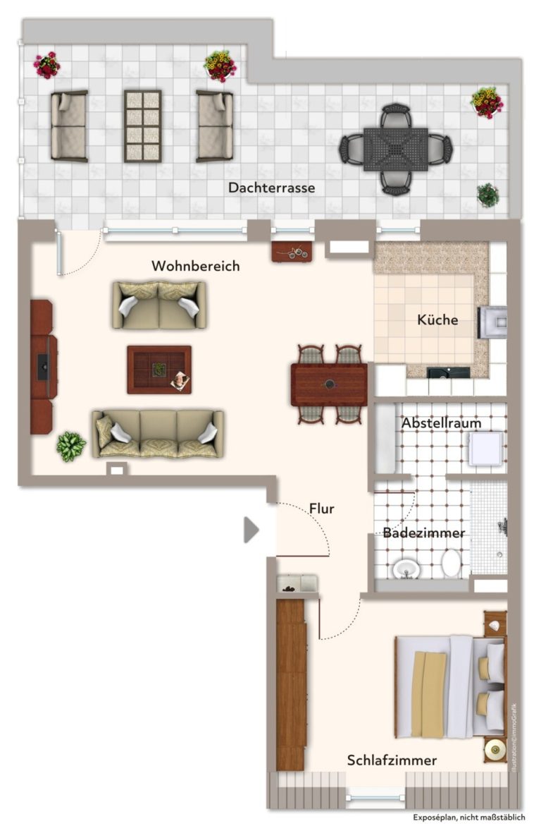 Immobilienangebot - Aachen - Alle - Sonnige Aussichten: Bezugsfreie 2-Zimmer-Penthousewohnung mit großzügiger Dachterrasse in Aachen!