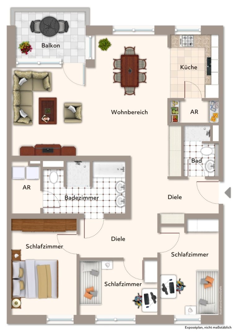Immobilienangebot - Aachen - Alle - Moderne 4-Zimmer-Wohnung mit Süd-Balkon in Aachen –  Ideal für Familien!