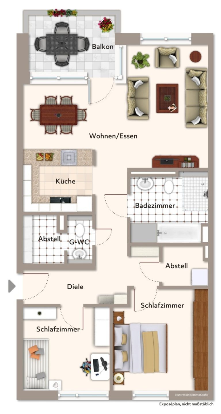Immobilienangebot - Aachen - Alle - Ihr Traumzuhause in Aachen: 3-Zimmer-Wohnung mit Süd-Balkon, viel Licht und Wohlfühlfaktor!